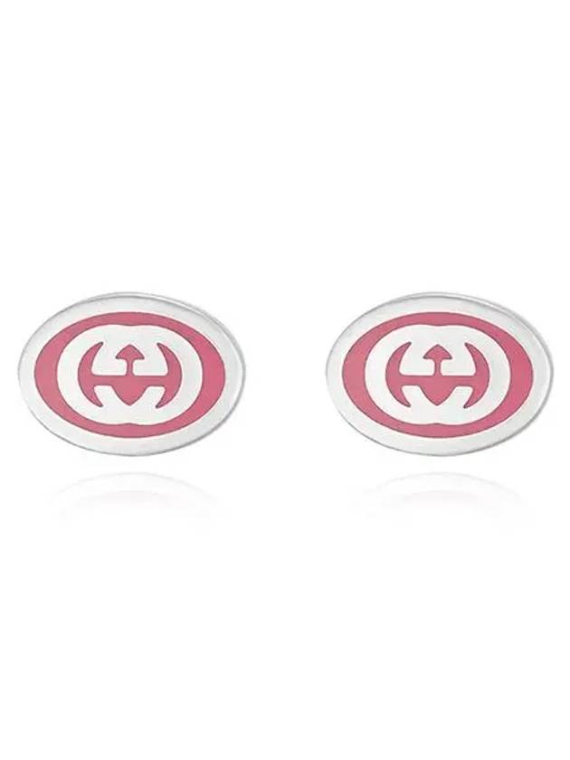 Gucci Interlocking G Sterling Enamel Earrings Silver Pink