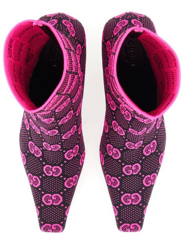 Gucci GG knit ankle boots pink