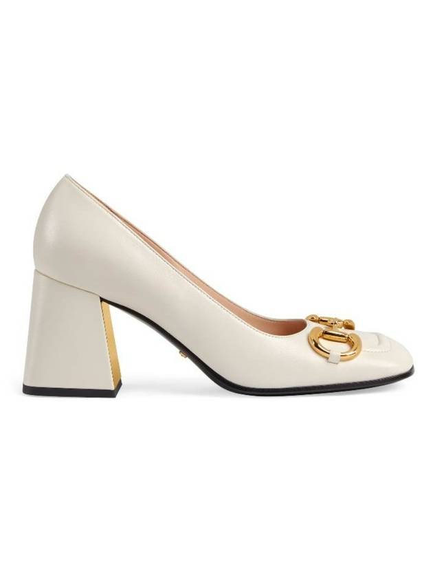 Gucci Horsebit Mid Heel Pumps White