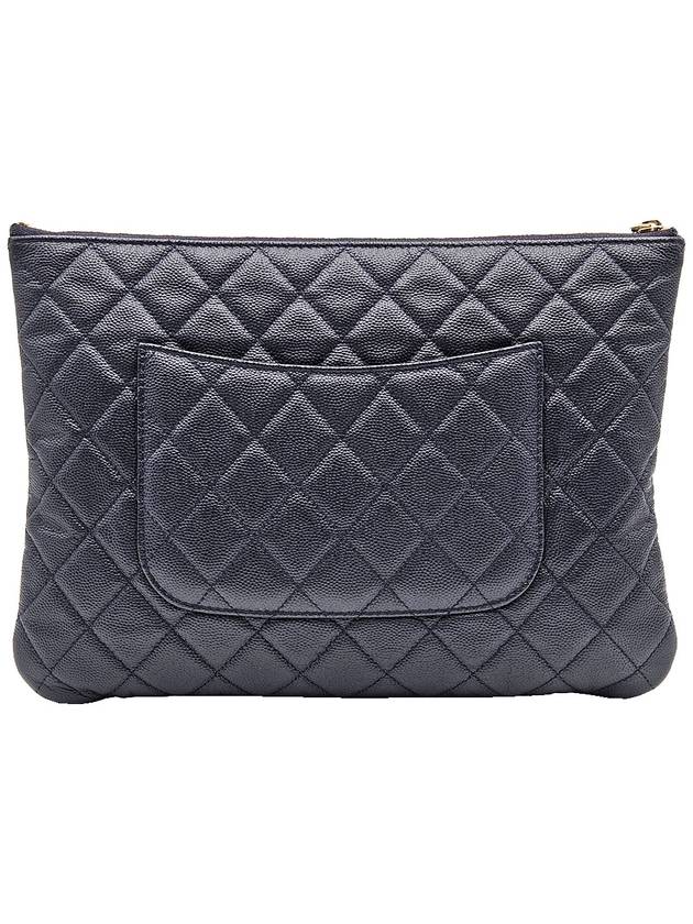 Chanel A82545 Navy Caviar Gold Classic New Medium Clutch