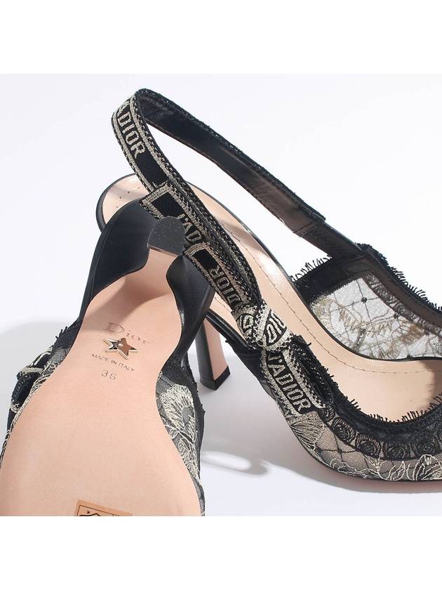 Christian Dior J'adior Butterfly Motif Metallic Thread Slingback Heels Black
