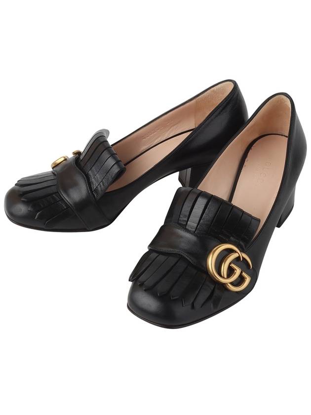 Gucci 408208 GG Gold Marmont Middle Heel Fringe Pumps Shoes 35 1 2 Size 33965Y