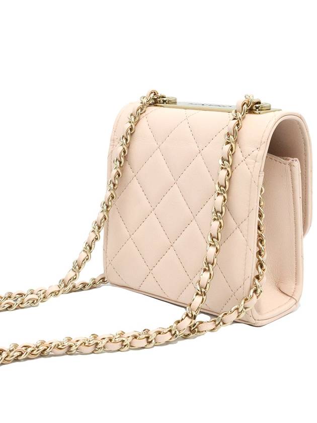 Chanel A81633 Light Beige Lambskin Gold CC Logo Trendy Mini Cross Bag 31st
