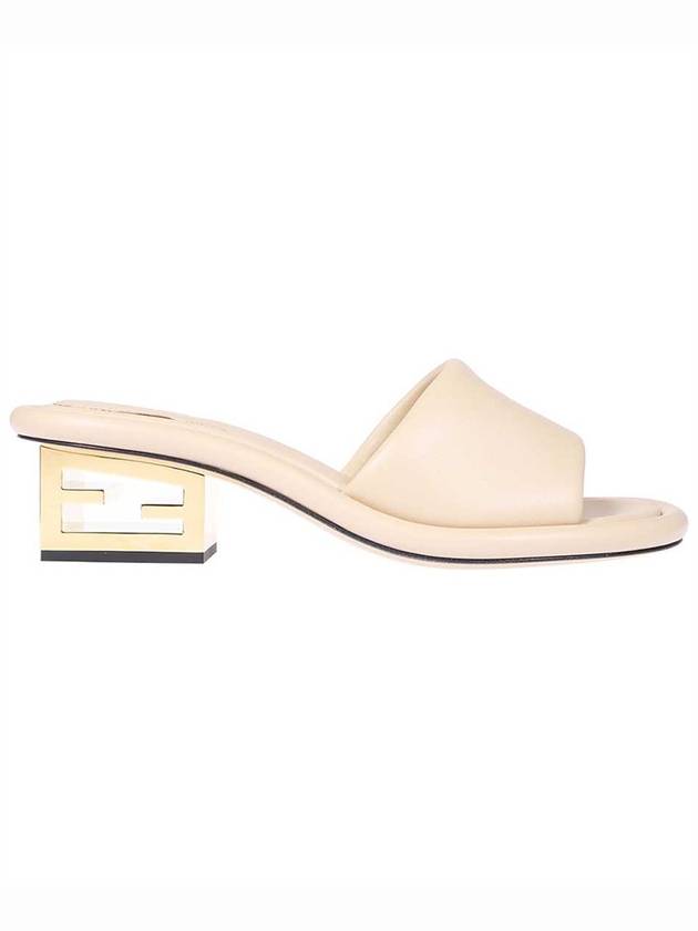Fendi FF Baguette Motif Nappa Leather Sandals Beige