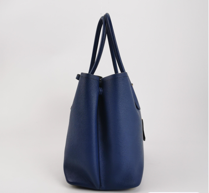 Preloved Prada Double Bag 35cm Blue 250209781055605