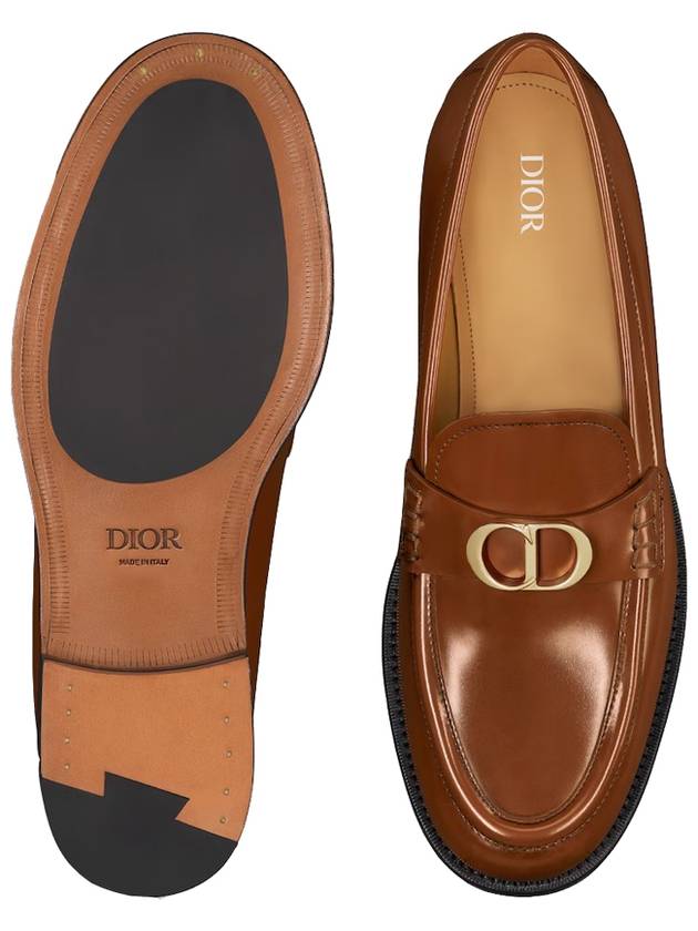 Christian Dior Granville CD Logo Leather Loafers Middle Brown