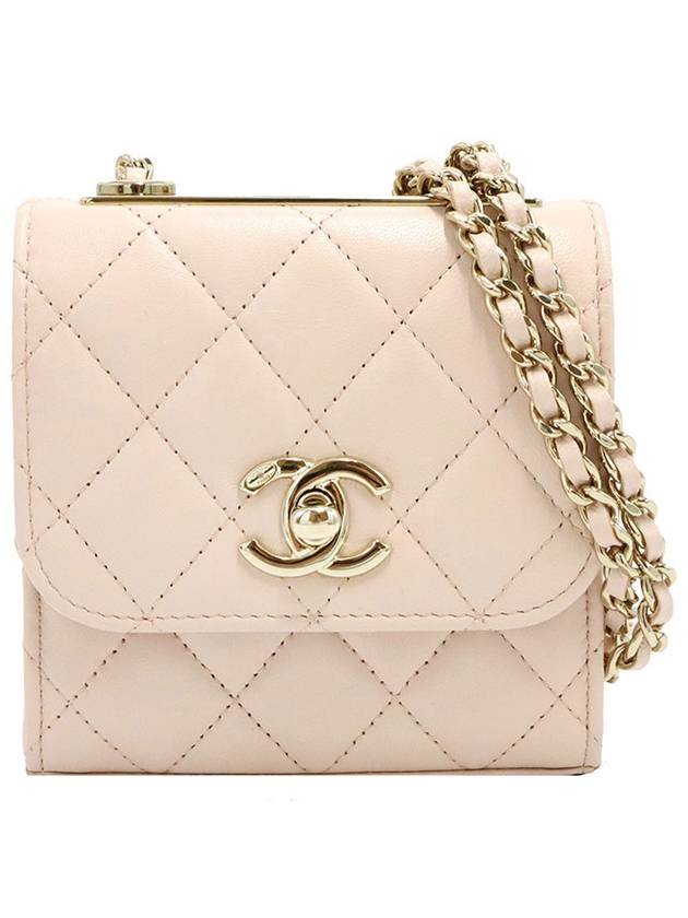 Chanel A81633 Light Beige Lambskin Gold CC Logo Trendy Mini Cross Bag 31st