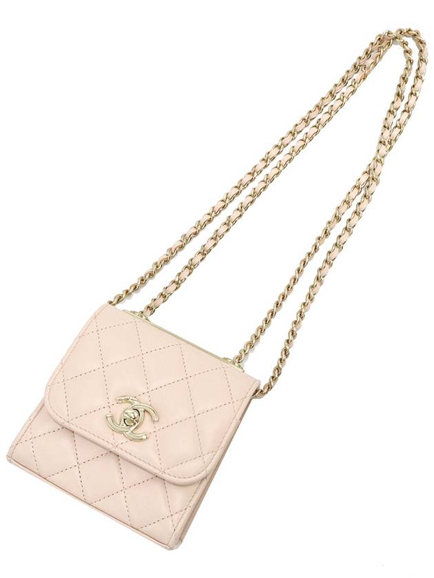 Chanel A81633 Light Beige Lambskin Gold CC Logo Trendy Mini Cross Bag 31st