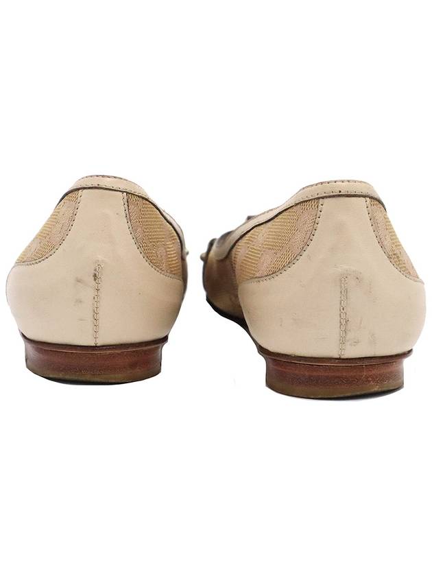 Gucci Gucci 234959 GG Supreme Canvas Gold Plated Horsebit Bamboo Ballerina Women s Flat Shoes 35 5