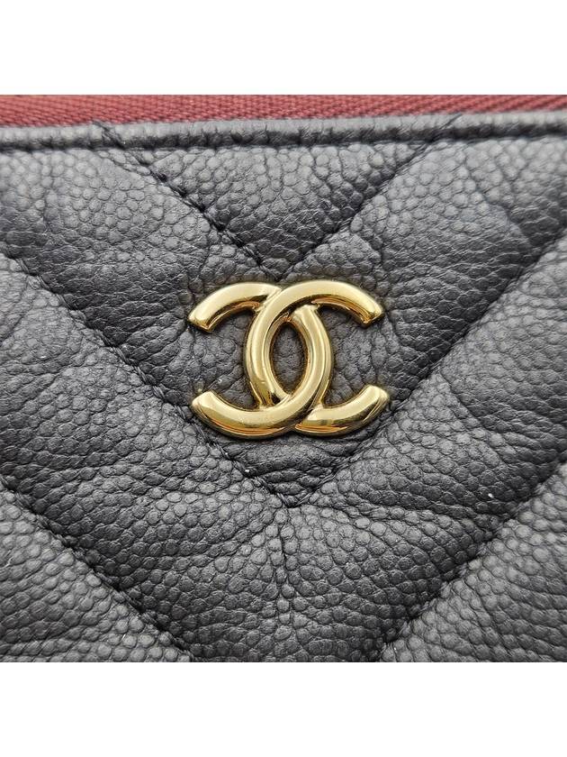 Chanel A82552 Black Caviar Chevron Gold Plated CC Logo Classic Large Pouch Clutch 27th