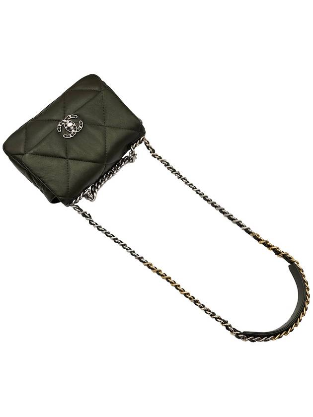 Chanel AS1160 Khaki Silver Medium 19 Bag