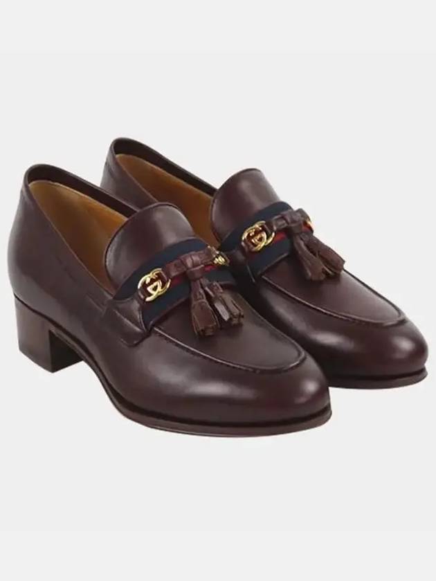 Gucci GG Interlocking Logo Web Tassel Loafer Brown