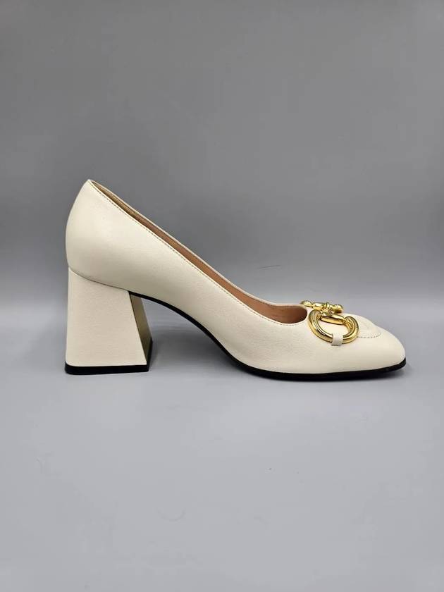 Gucci Horsebit Mid Heel Pumps White