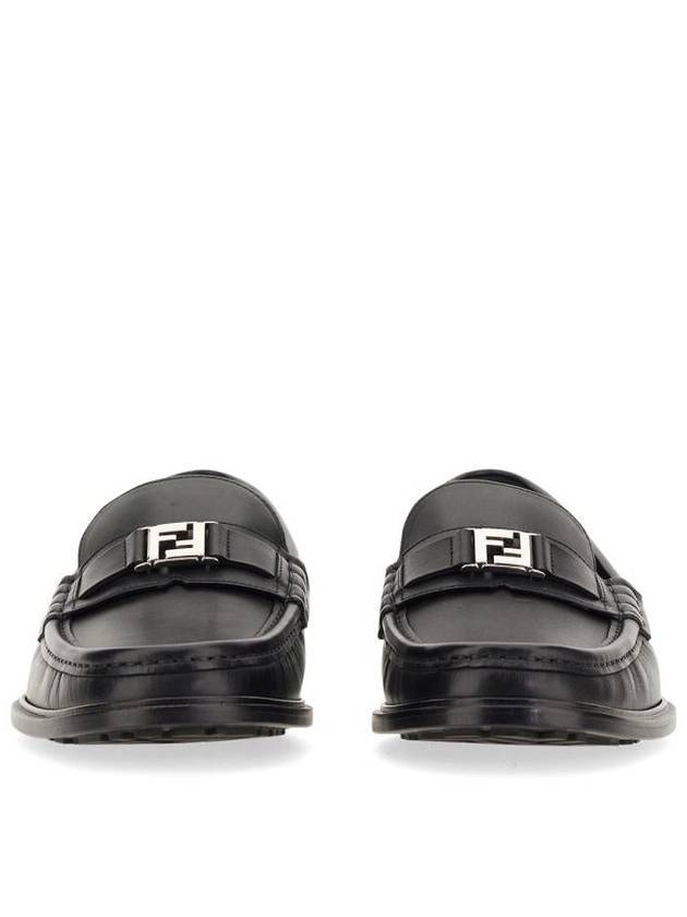 Fendi FF Square Leather Loafers Black