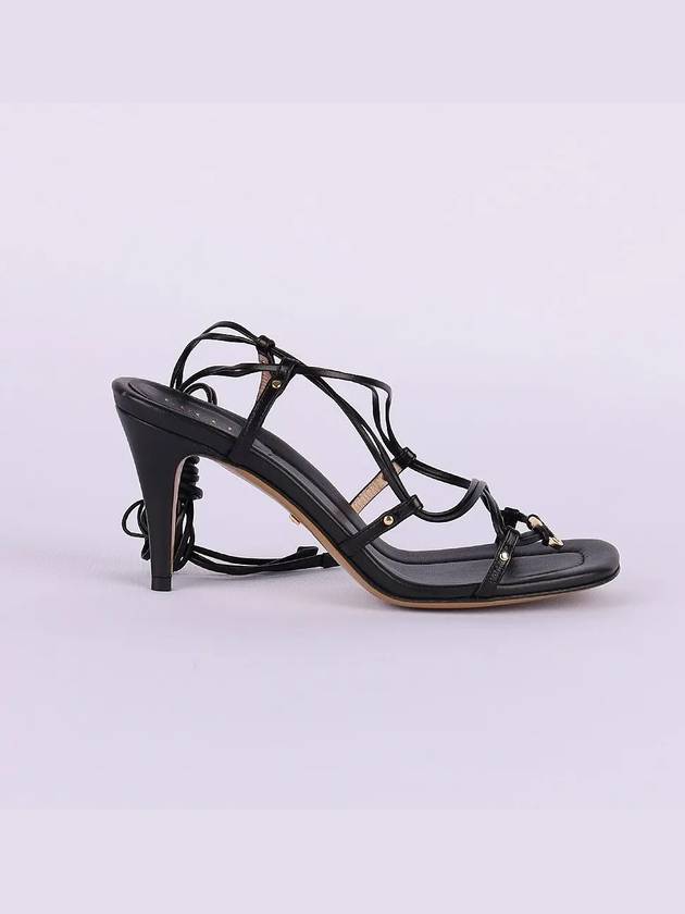 Gucci Interlocking G Strappy Sandal Heels Black