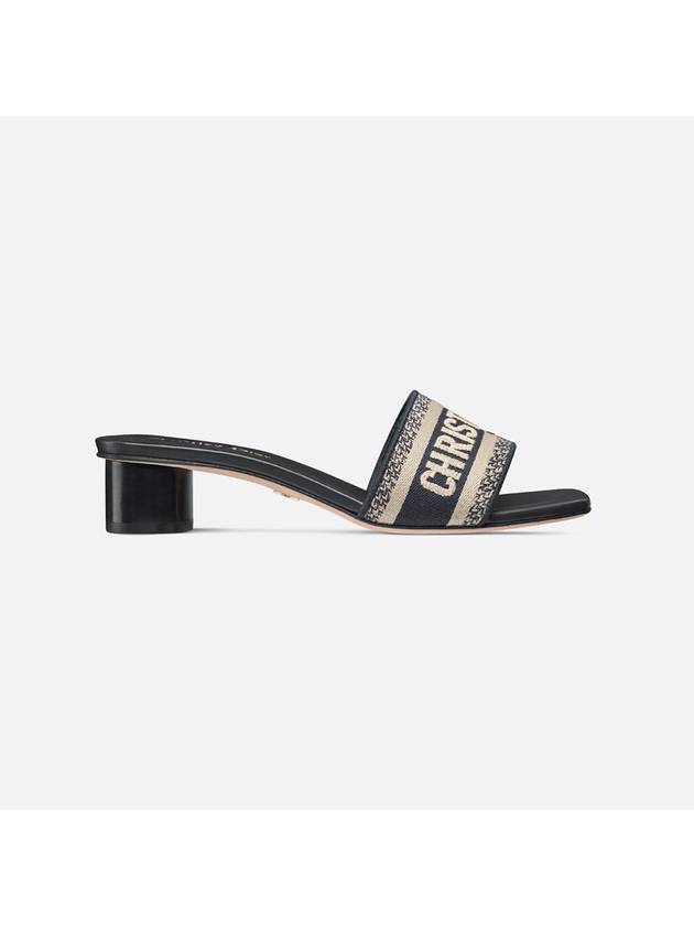 Christian Dior Women's Dway Embroidery Logo Heel Slippers Deep Blue