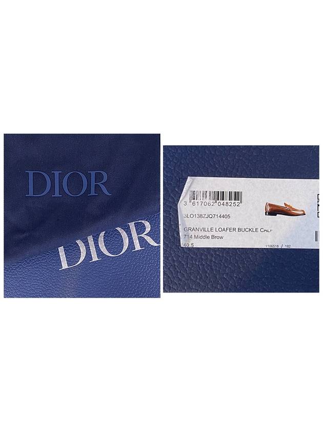 Christian Dior Granville CD Logo Leather Loafers Middle Brown