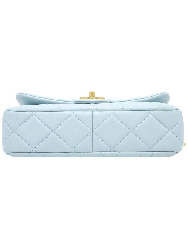 Chanel AS3114 Sky Blue Lambskin Gold Metal Mini Flap Petit Sac Chain Shoulder Bag
