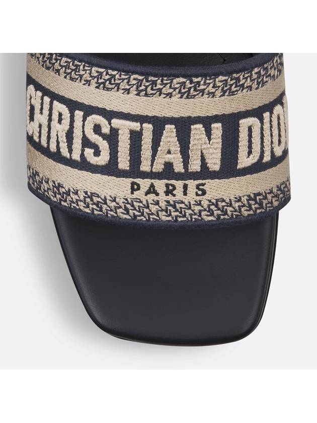 Christian Dior Women's Dway Embroidery Logo Heel Slippers Deep Blue