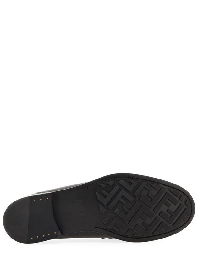 Fendi FF O Rock Fabric Leather Loafers Black Brown