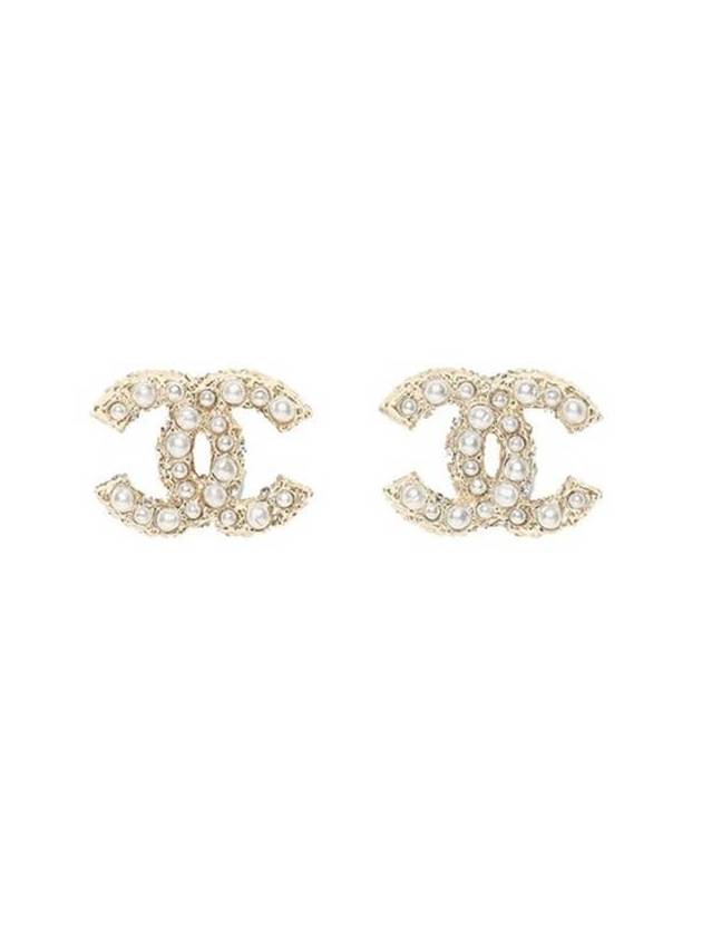 Women's CC Logo Pearl Pearl Earrings Gold