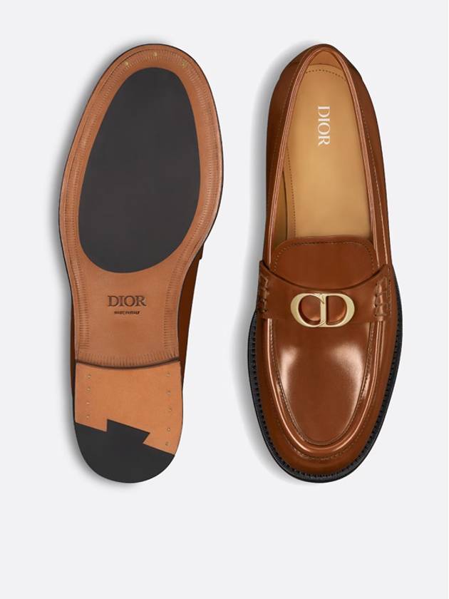 Christian Dior Granville CD Logo Leather Loafers Middle Brown