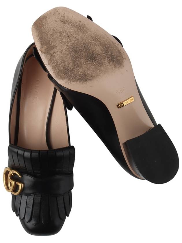 Gucci 408208 GG Gold Marmont Middle Heel Fringe Pumps Shoes 35 1 2 Size 33965Y