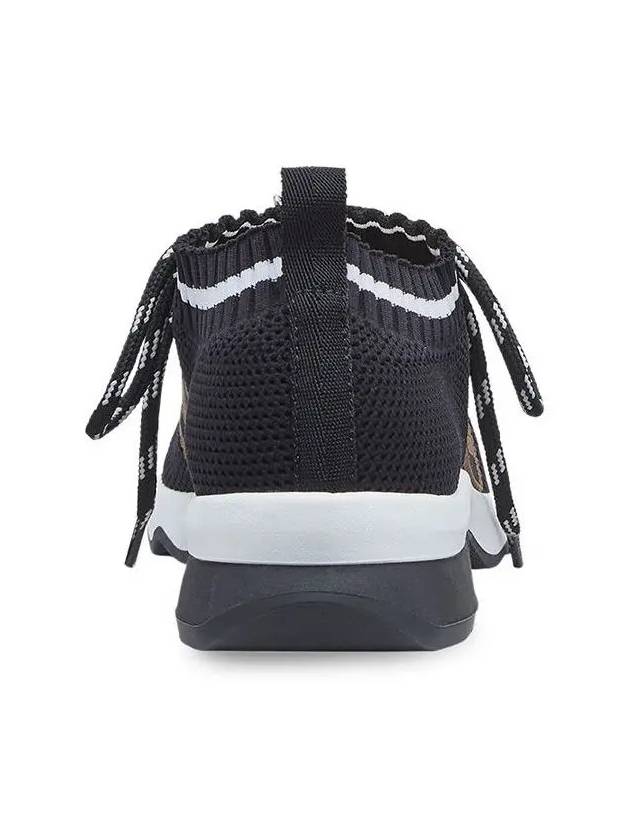 Fendi FF Logo Striped Knit Low Top Sneakers Black