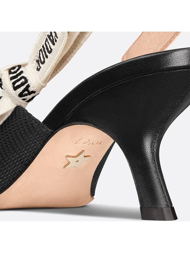 Christian Dior J'adior Embroidered Ribbon Fabric Slingback Heels Black