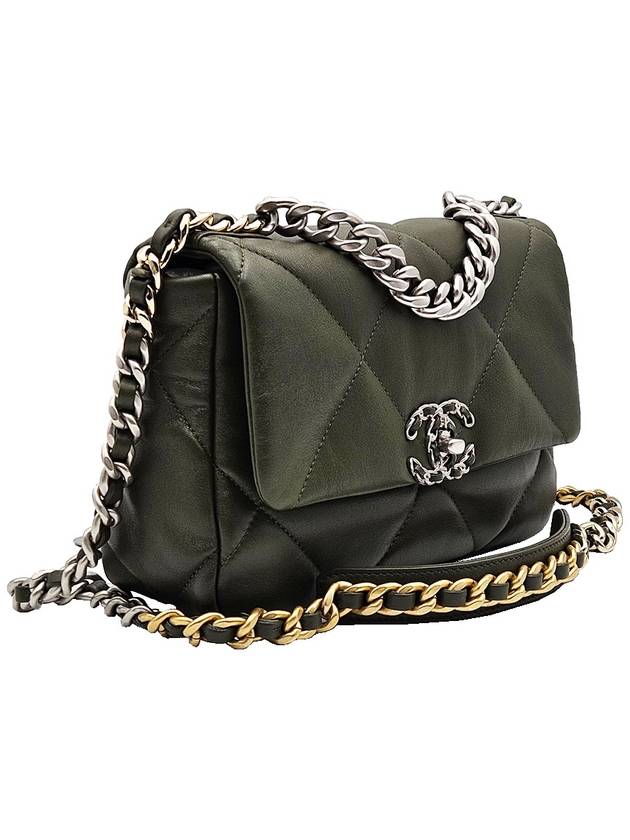 Chanel AS1160 Khaki Silver Medium 19 Bag