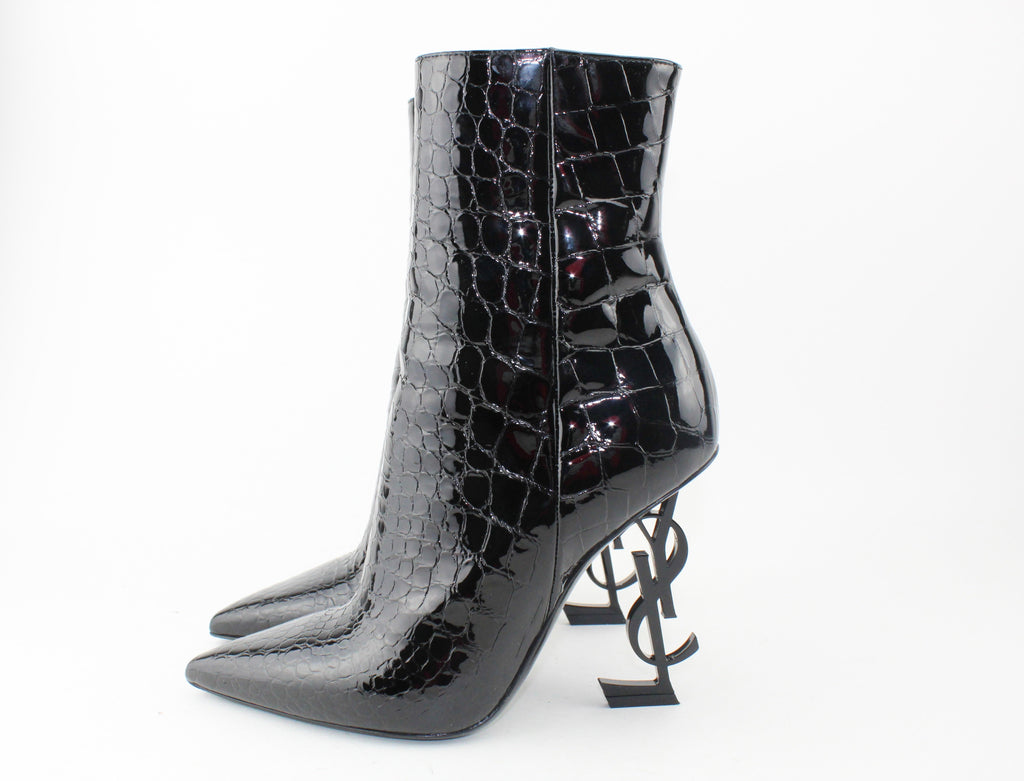 Saint Laurent Opyum 110 Croc Embossed booties