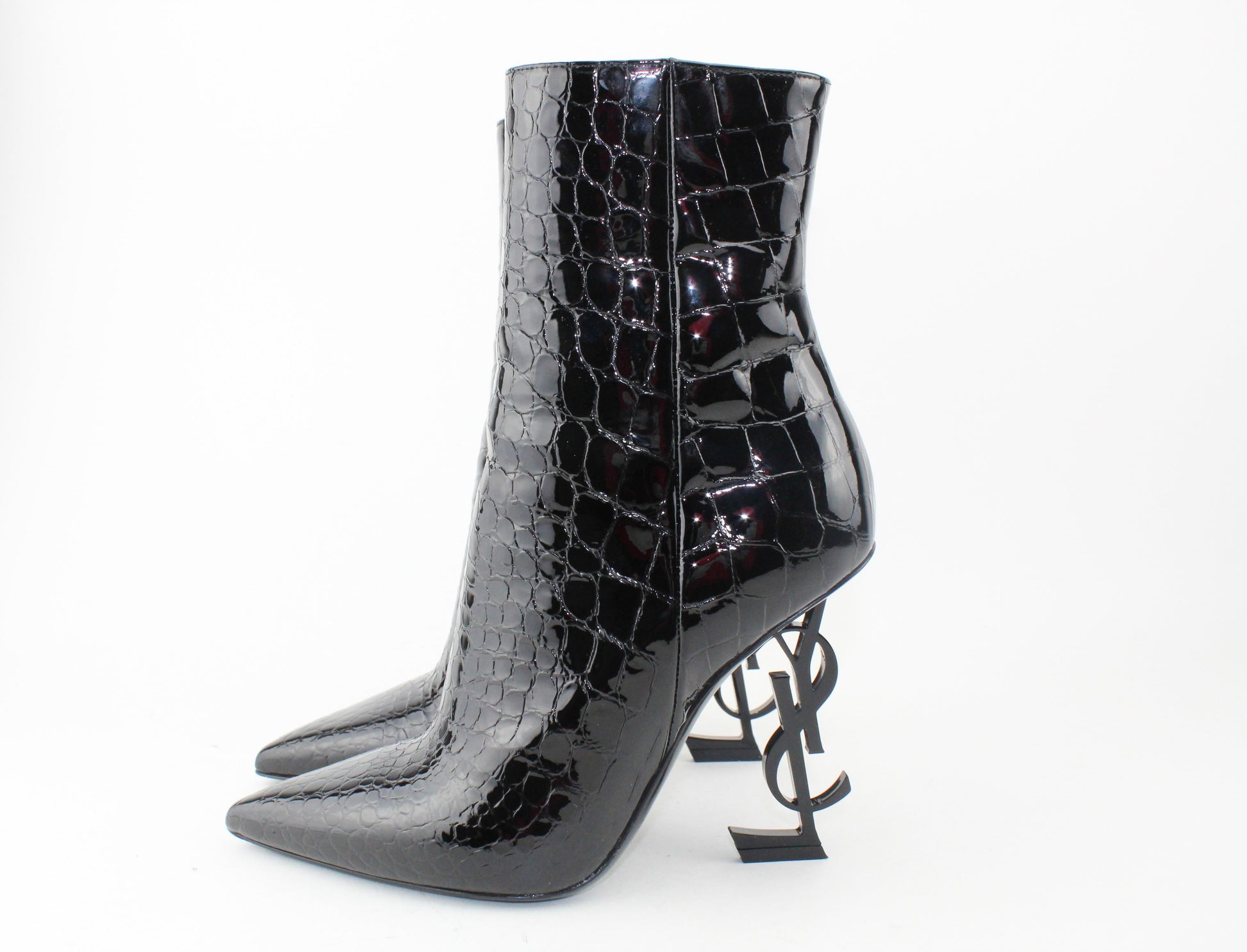 Saint Laurent Opyum 110 Croc Embossed booties