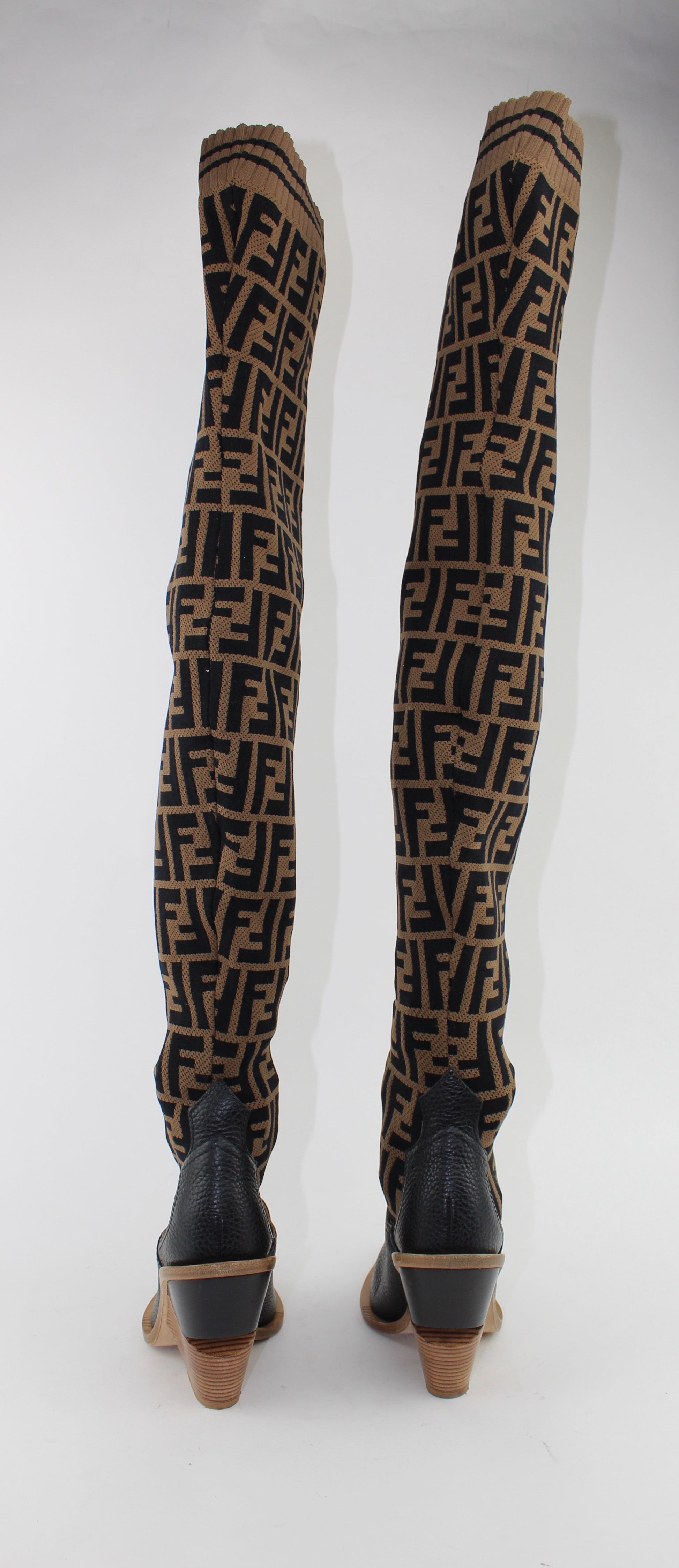 FENDI FF COWBOY OVER-THE-KNEE SOCK BOOTS