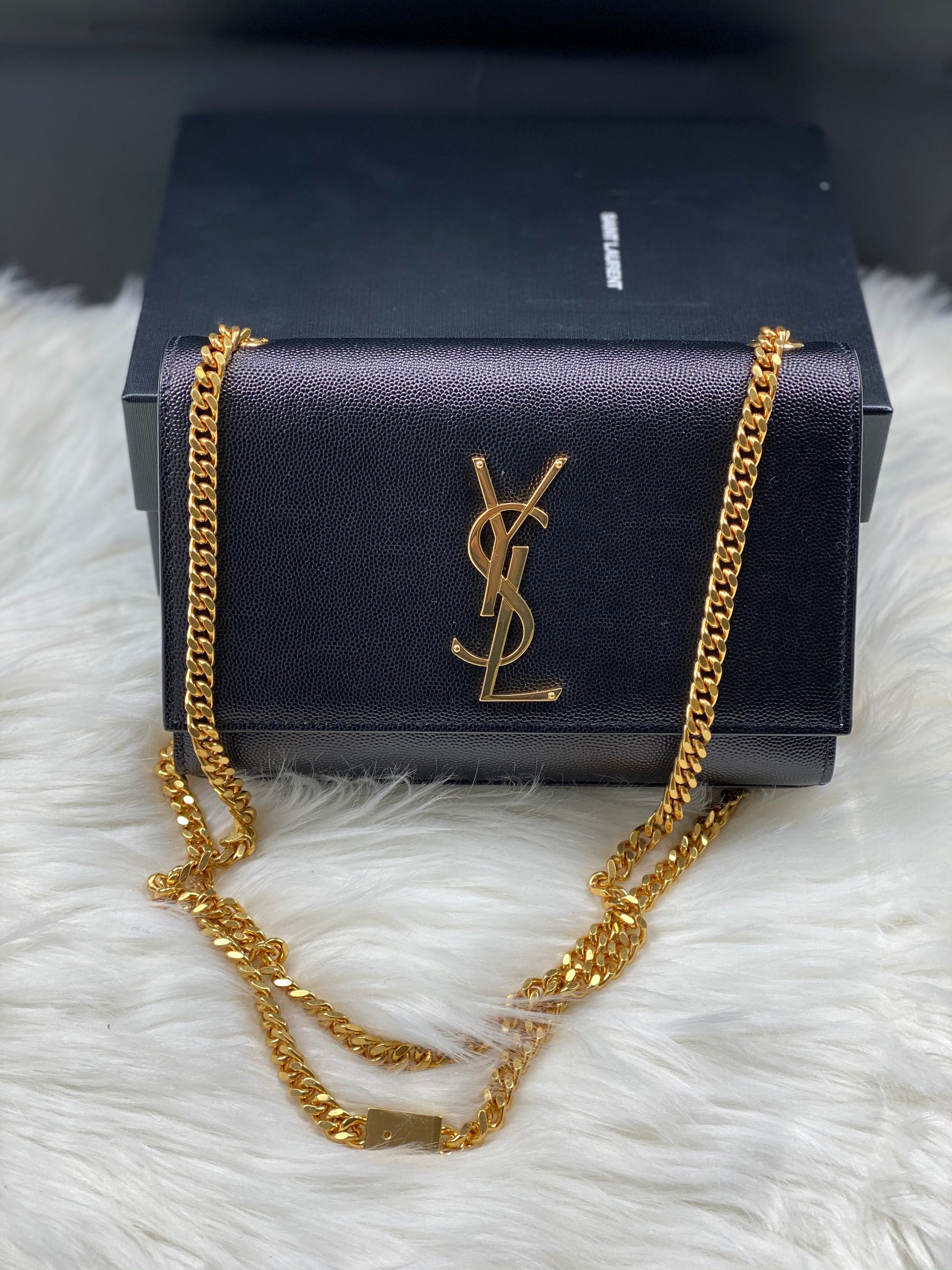 SAINT LAURENT SMALL KATE LEATHER CHAIN BAG