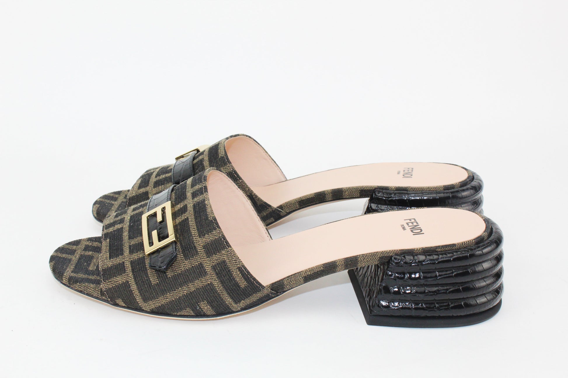 Fendi Monogram  Block Heel Sandals