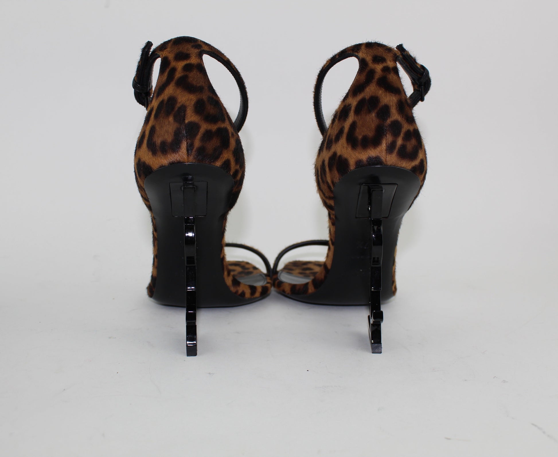 SAINT LAURENT OPYUM LEOPARD CALF HAIR SANDALS