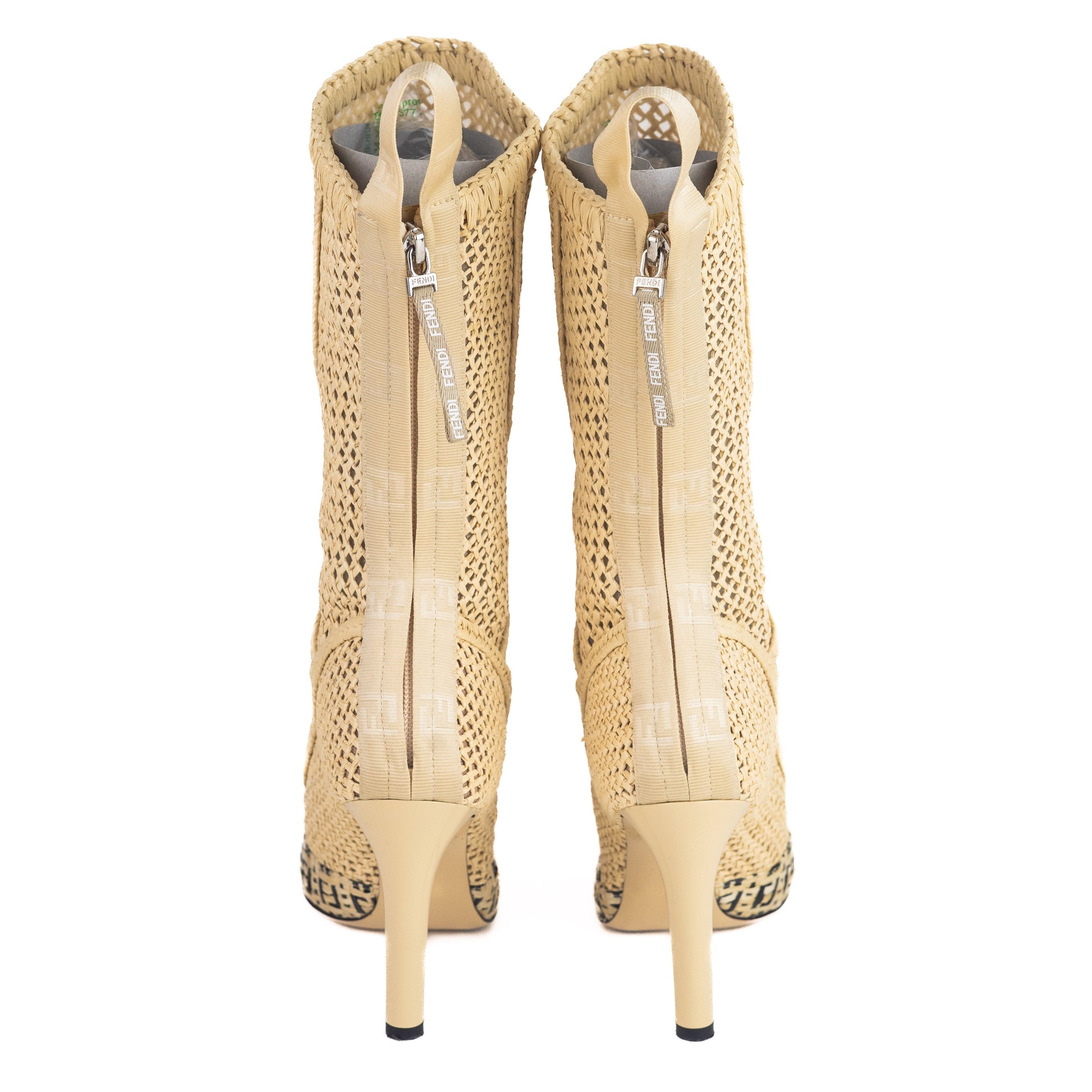Fendi Raffia Woven Booties