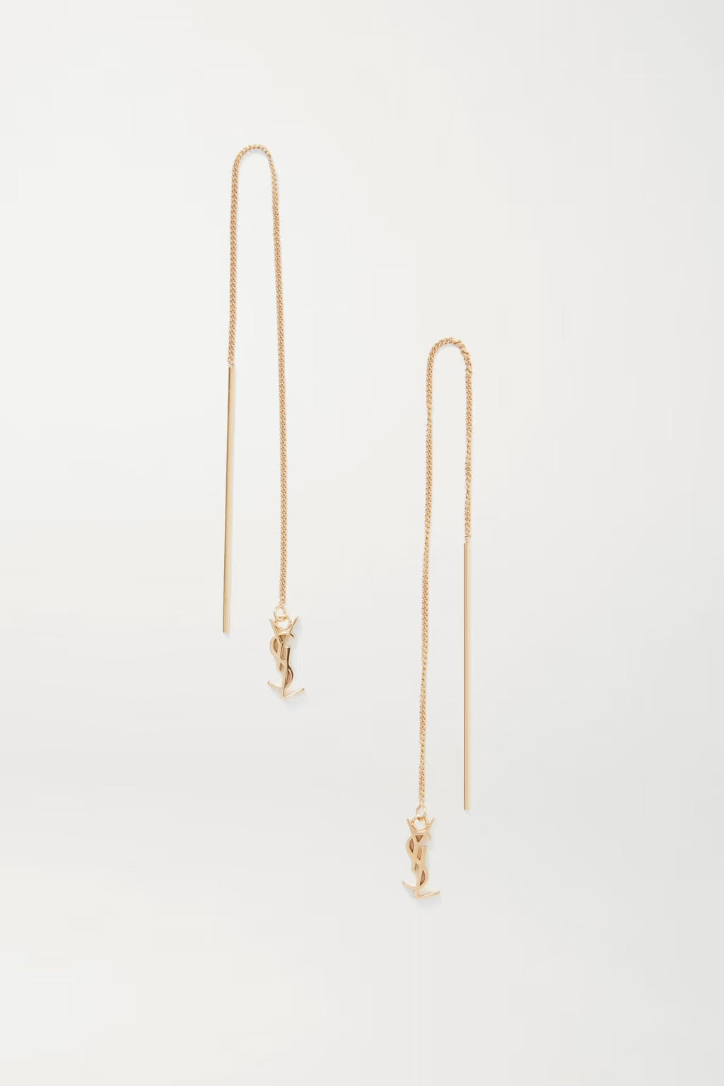 Saint Laurent Opyum Ysl Long Threader Earrings in Metal