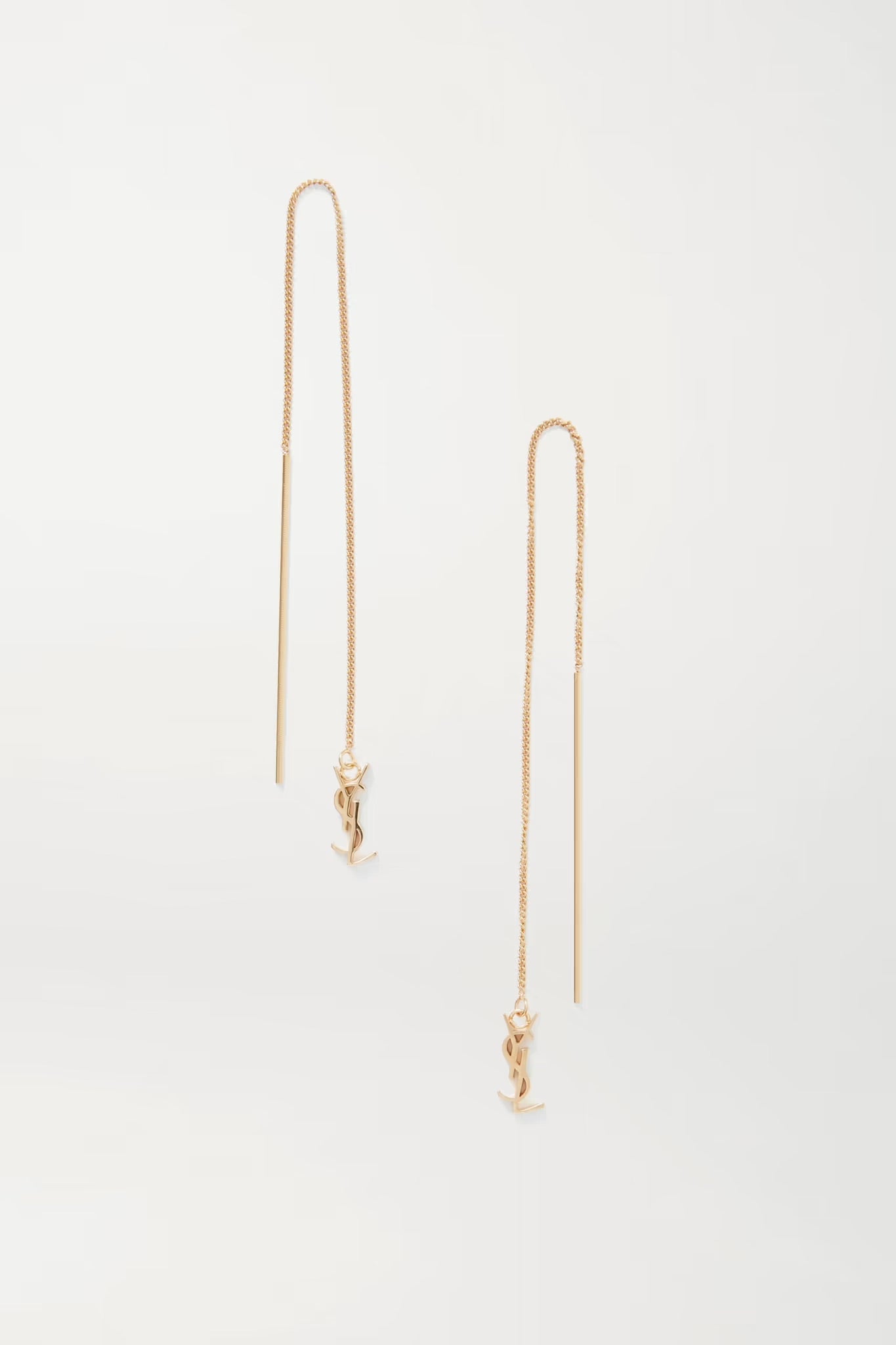 Saint Laurent Opyum Ysl Long Threader Earrings in Metal
