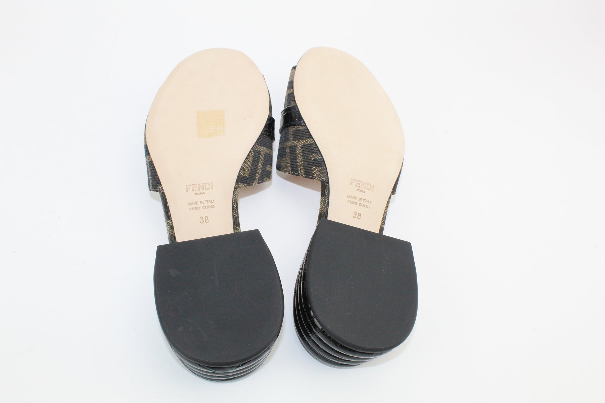 Fendi Monogram  Block Heel Sandals