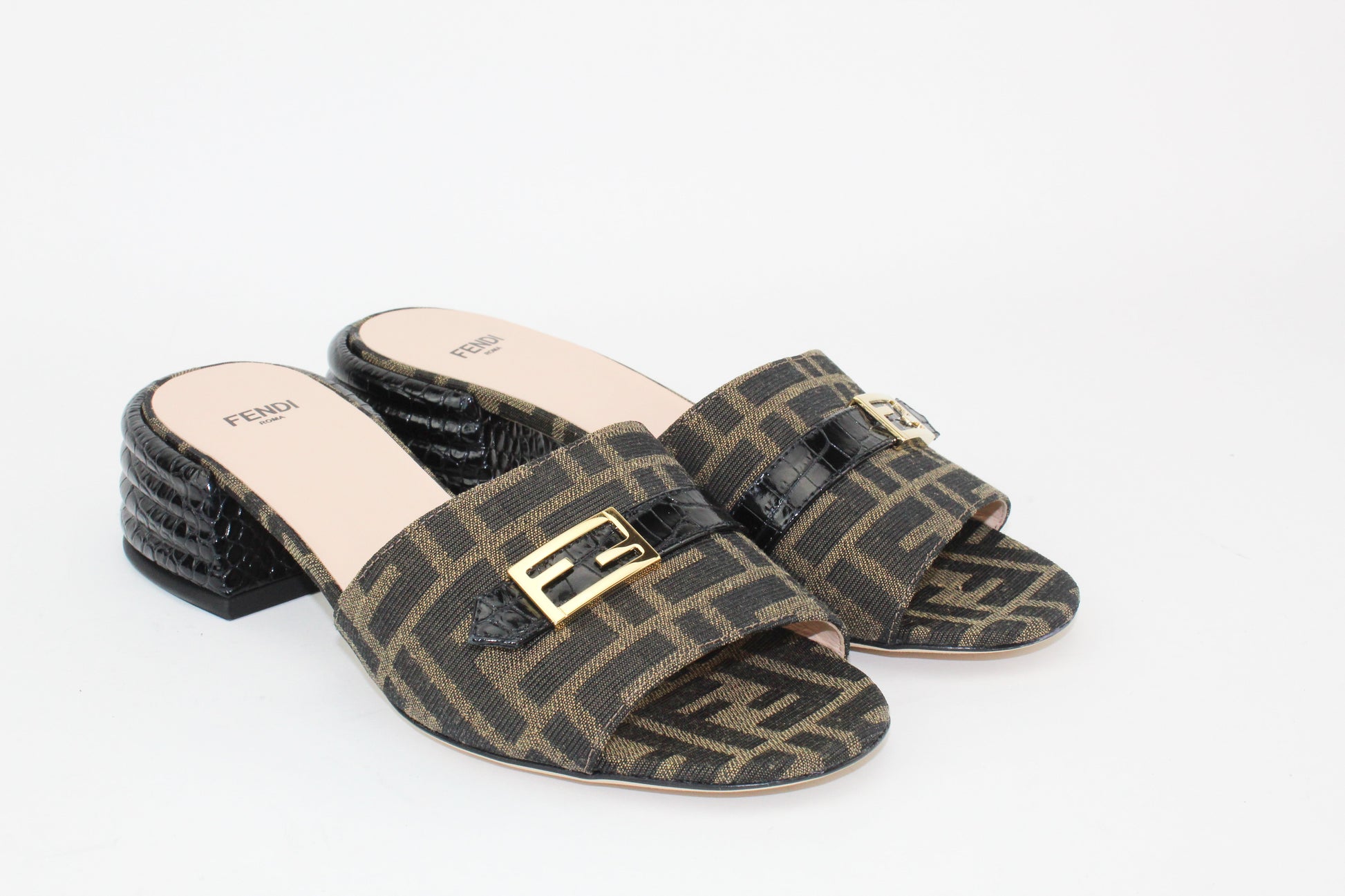 Fendi Monogram  Block Heel Sandals
