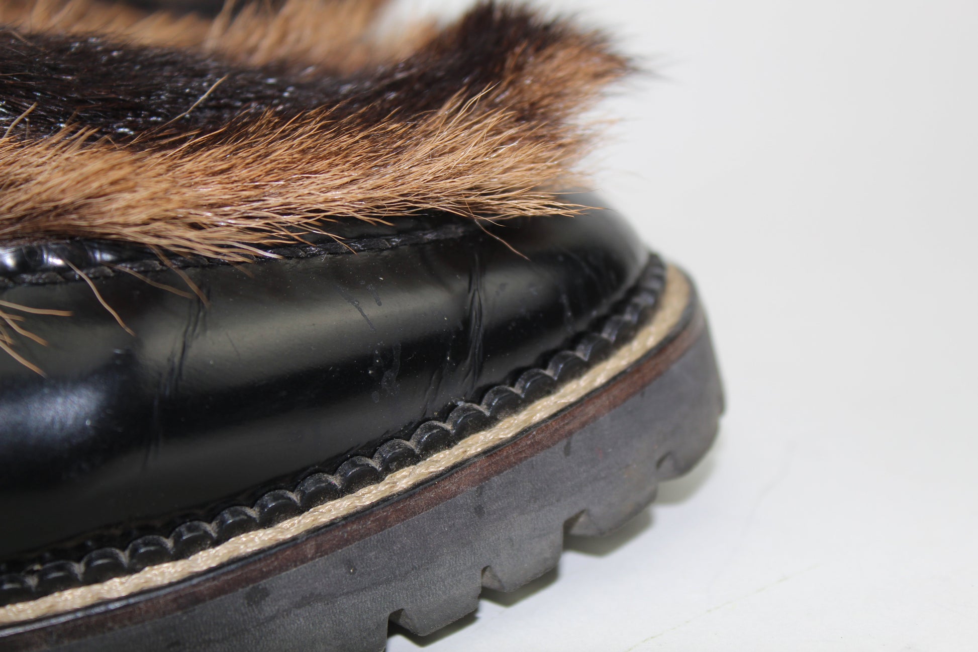 FENDI WOMEN'S FUR-TRIMMED LEATHER ANKLE BOOTS