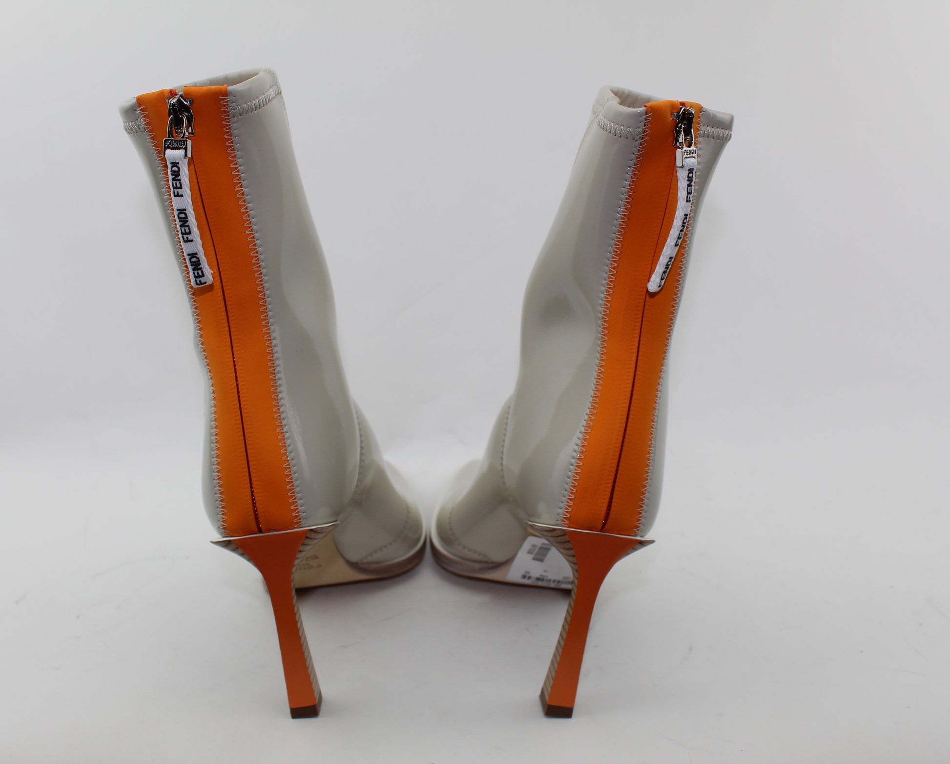 FENDI PATENT NEOPRENE ANKLE BOOTS