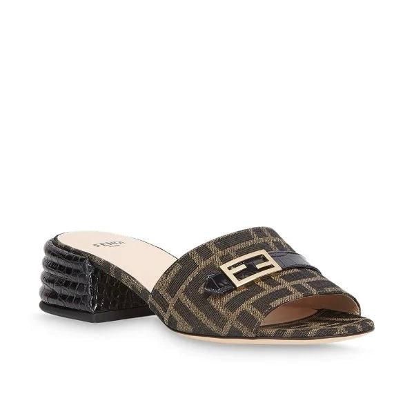 Fendi Monogram Block Heel Sandals