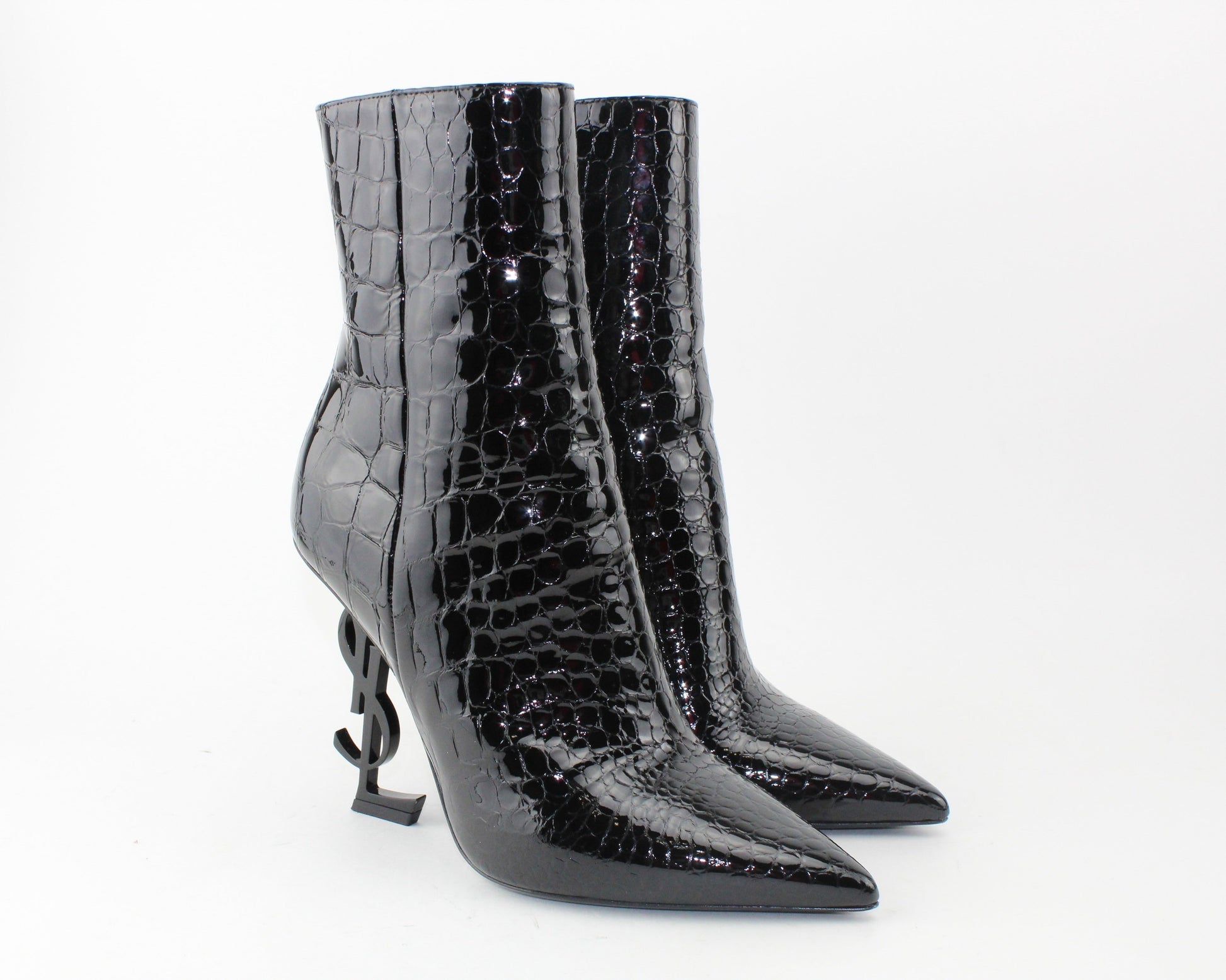 Saint Laurent Opyum 110 Croc Embossed booties