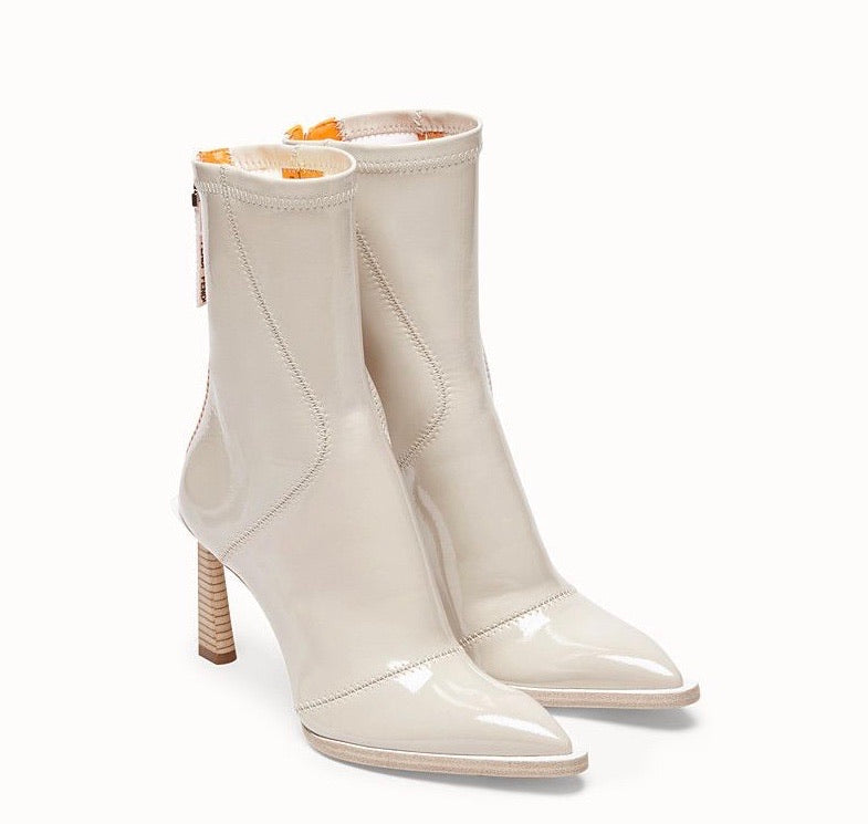FENDI PATENT NEOPRENE ANKLE BOOTS