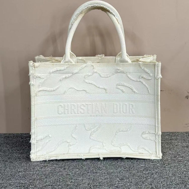 Christian Dior Book Tote Bag White Canvas, Large Size