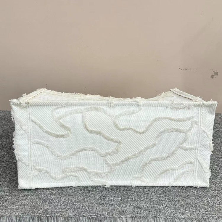 Christian Dior Book Tote Bag White Canvas, Large Size