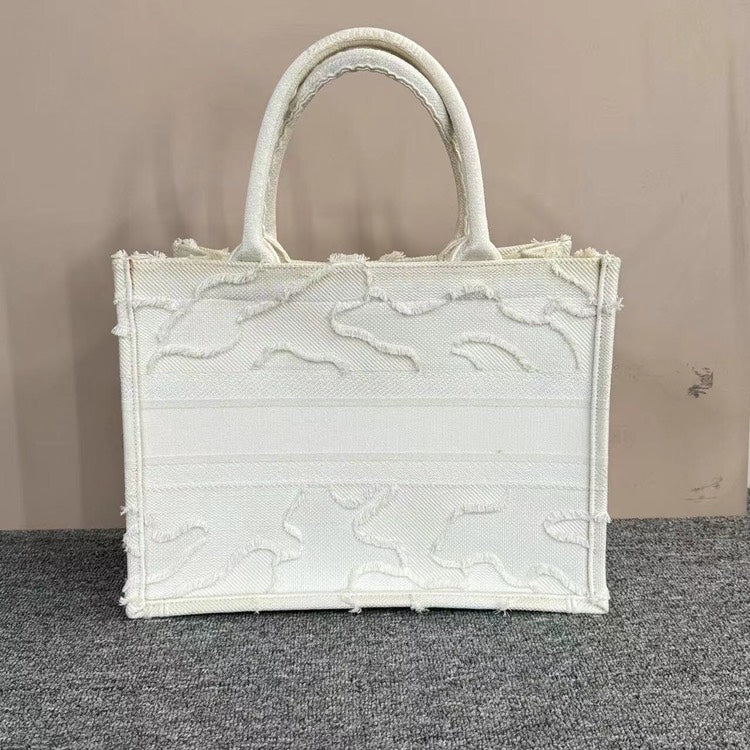 Christian Dior Book Tote Bag White Canvas, Large Size