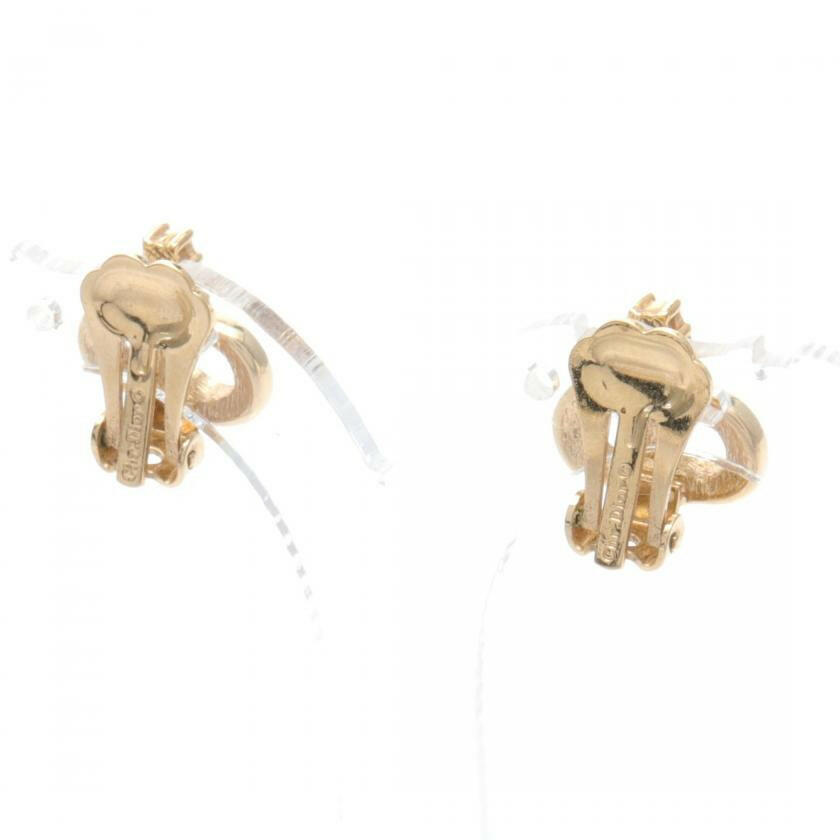 Christian Dior CD Logo Earrings - Gold with Black and Clear Rhinestone Studs